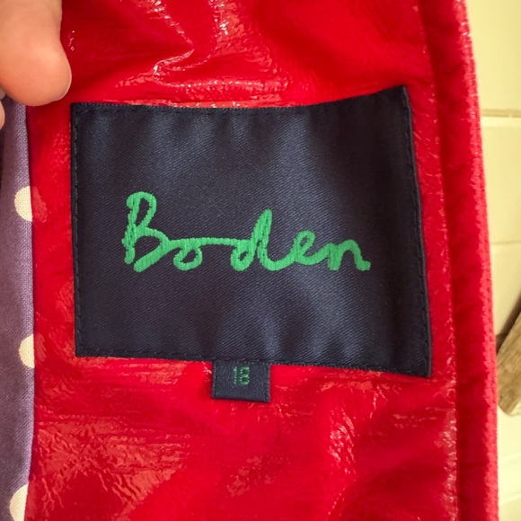 Boden Women's Shiny Red Faux Leather Jacket - Picture 3 of 6